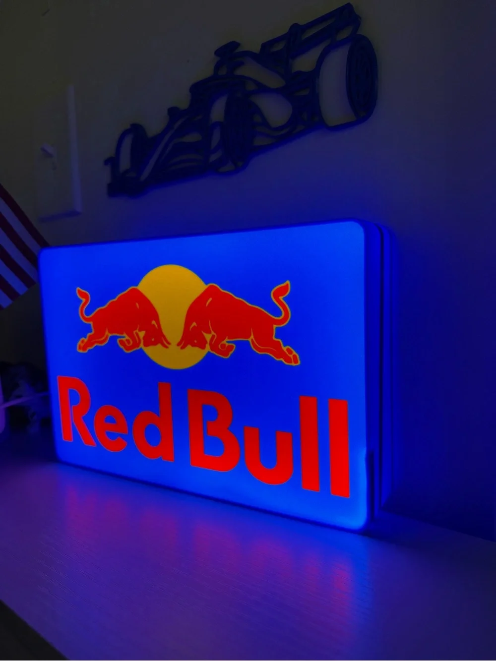 Illuminated Blue and Red Wall Sign - Brand